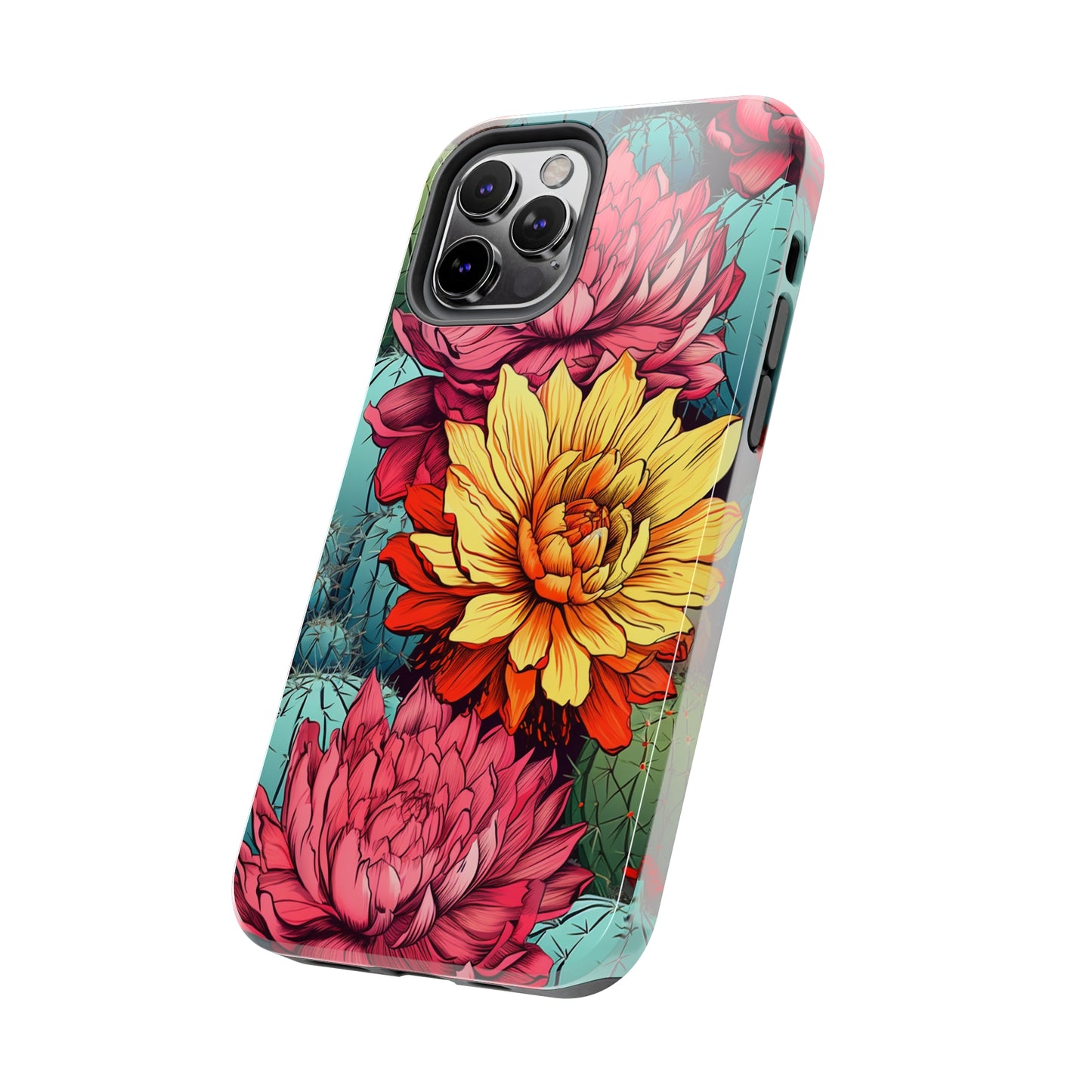 Retro desert scene protective iPhone case with flowers