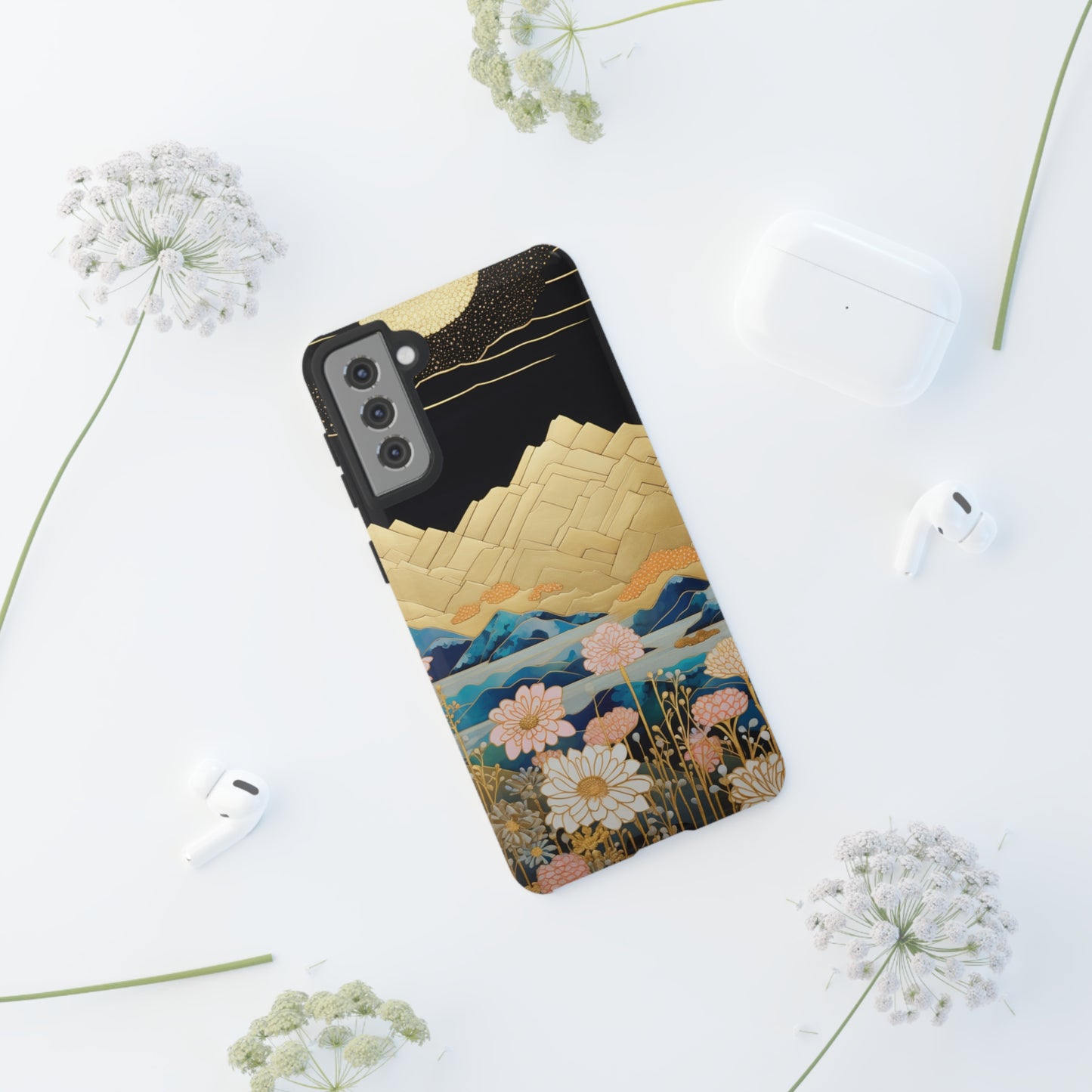 Chiyogami Floral Tough iPhone Case Galaxy S23 S22 S21 S20 Plus Ultra | Iphone 14 13 12 11 8 Pro Max Mini | Pixel 7 6 Pro 5 | Japanese Boho