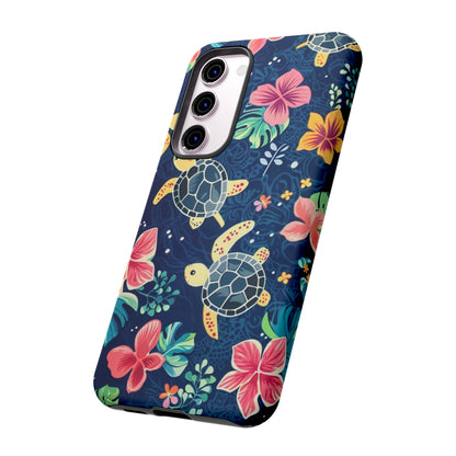 Undersea Floral Blue Sea Turtle Phone Case