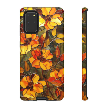 Orange Floral Phone Case Stained Glass Style