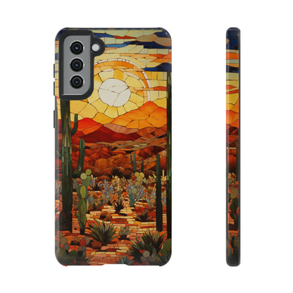 Desert Sunset Cactus Mosaic Tile