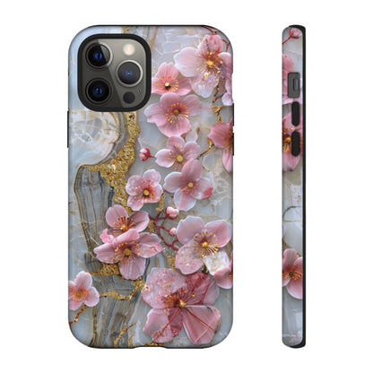 Pink Forget Me Nots Gold Floral Phone Case