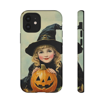 Vintage Halloween Card Witch and Jack-o'-lantern Phone Cover