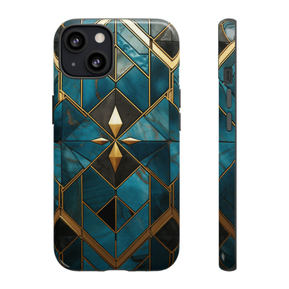 Gold and Blue Marble Mosaic Phone Case