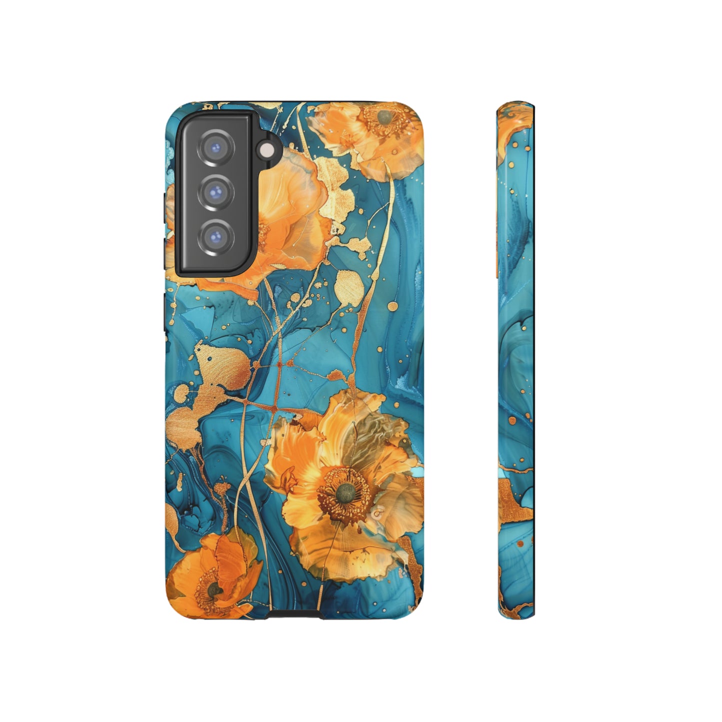 Gold Poppies Color Splash Floral Design Phone Case