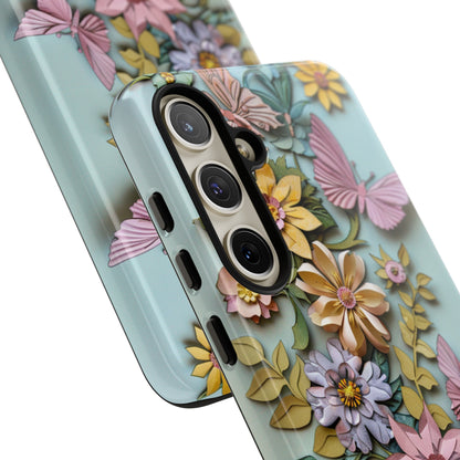 Pastel Pink Butterflies and Flowers iPhone Case