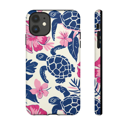 Undersea Floral Blue Sea Turtle Phone Case