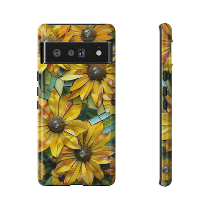 Yellow and Gold Daisy Mosaic Stained Glass Phone Case for iPhone 15, 14, Pro Max, 13, 12 & Samsung Galaxy S23, S22, S21, Google Pixel