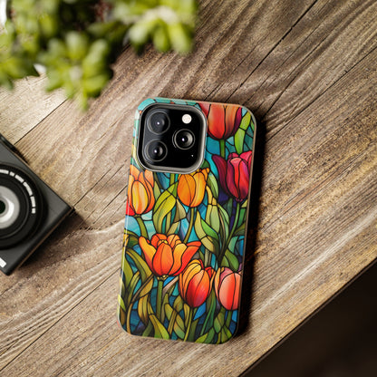 Stained Glass Tulip Floral Aesthetic iPhone Case | Embrace the Beauty of Nature in Full Bloom