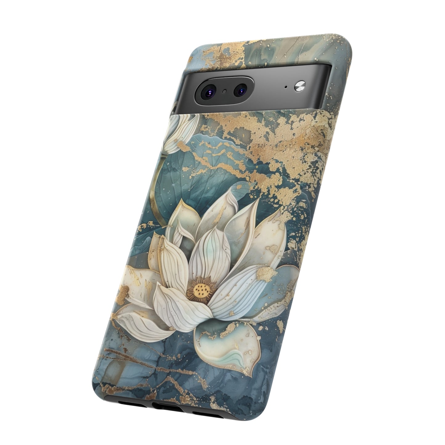 Zen Stained Glass Marble Lotus Floral Design Phone Case