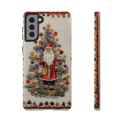 Vintage Embroidery Christmas Santa Phone Case