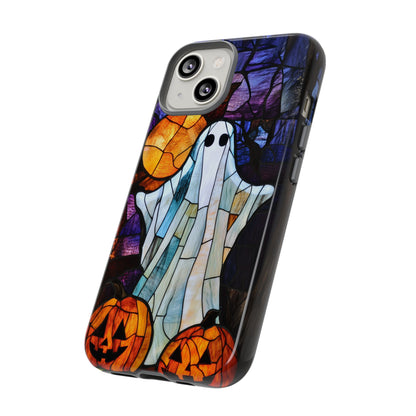 Stained Glass Halloween Ghost and Jack-o'-Lanterns Phone Cover