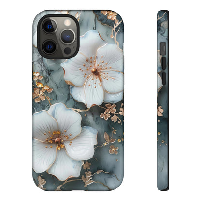 White Flower on Marble Stone  Phone Case