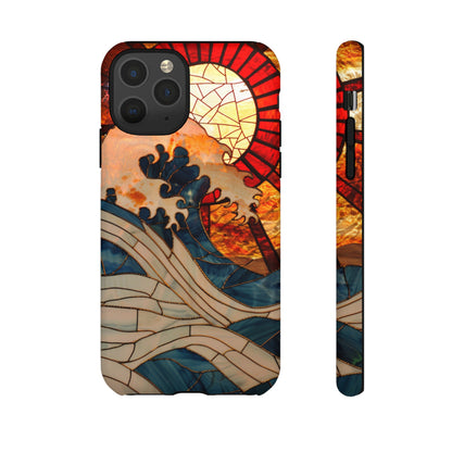 Japanese Rising Sun Phone Case Stained Glass Ocean Wave