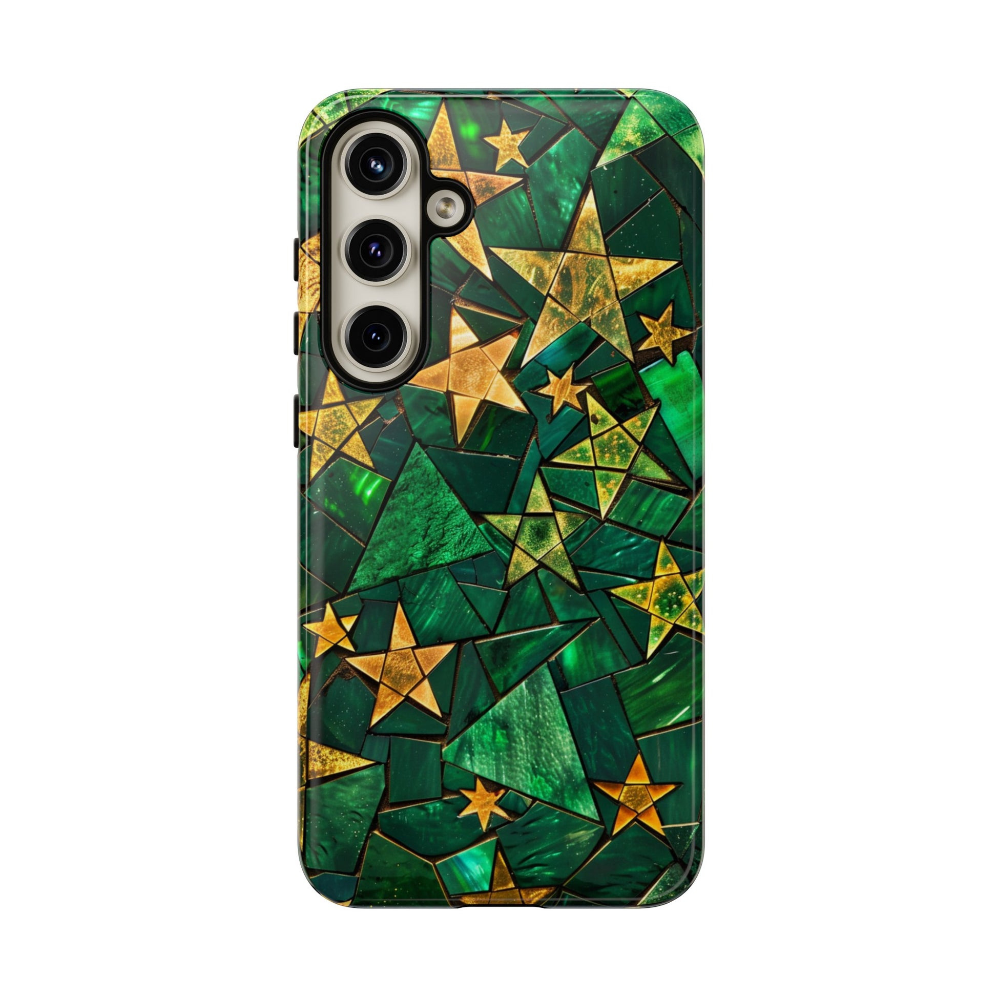 Green celestial stained glass phone case for iPhone 15