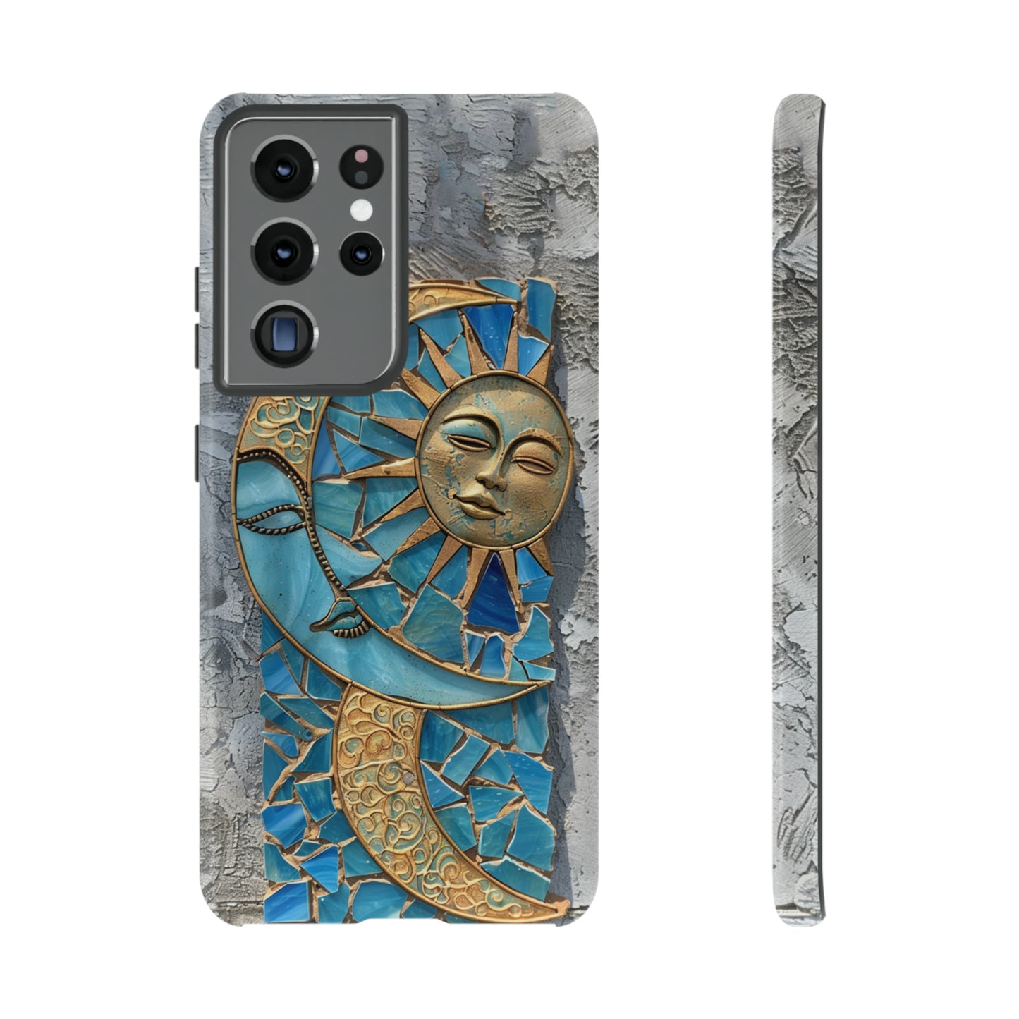 Boho Sun and Moon Mosaic Tile Stained Glass Phone Case