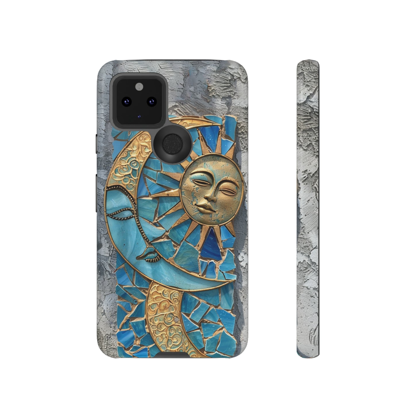 Boho Sun and Moon Mosaic Tile Stained Glass Phone Case