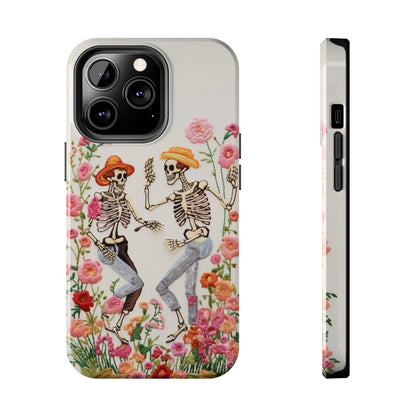 Dancing Halloween Skeletons Embroidery iPhone Case | iPhone X to iPhone 14 Pro Max