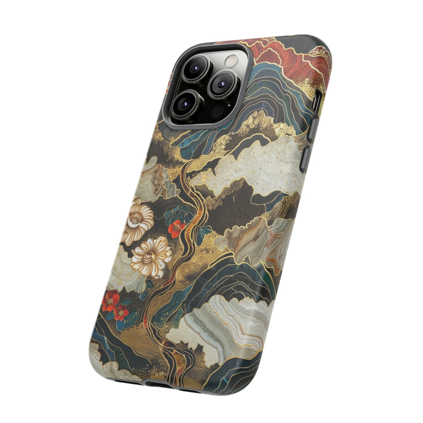 Chiyogami Stained Glass Floral Mountain Phone Case