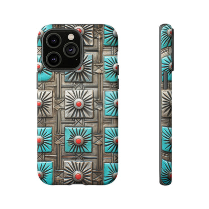 Vintage Navajo Native American Turquoise Concho Phone Case for iPhone 15, 14, 13, 12, 11 Pro Max, 14 Plus, iPhone XS Max, iPhone XR, iPhone 7, 8, 14, 15 Plus, SE