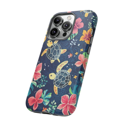 Undersea Floral Blue Sea Turtle Phone Case