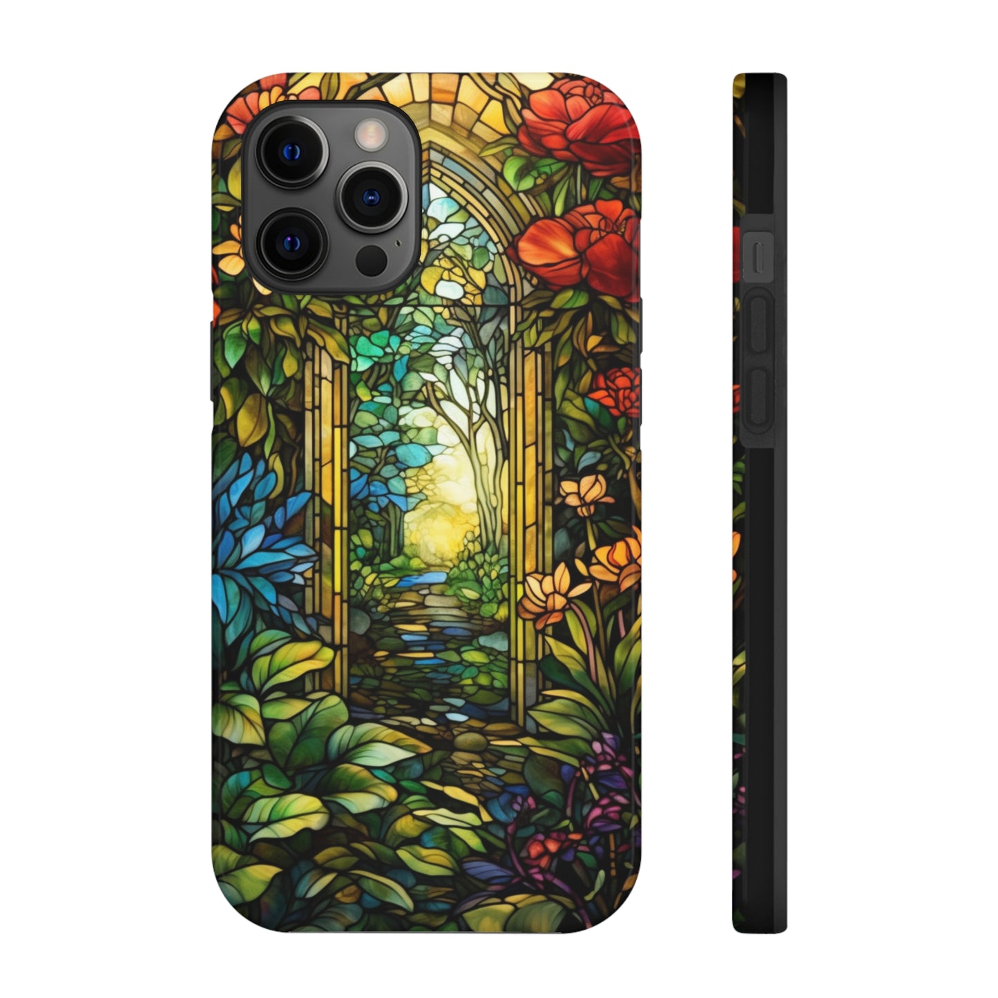 Secret Garden Stained Glass iPhone Tough Case | Unveil the Beauty of Nature with Reliable Protection