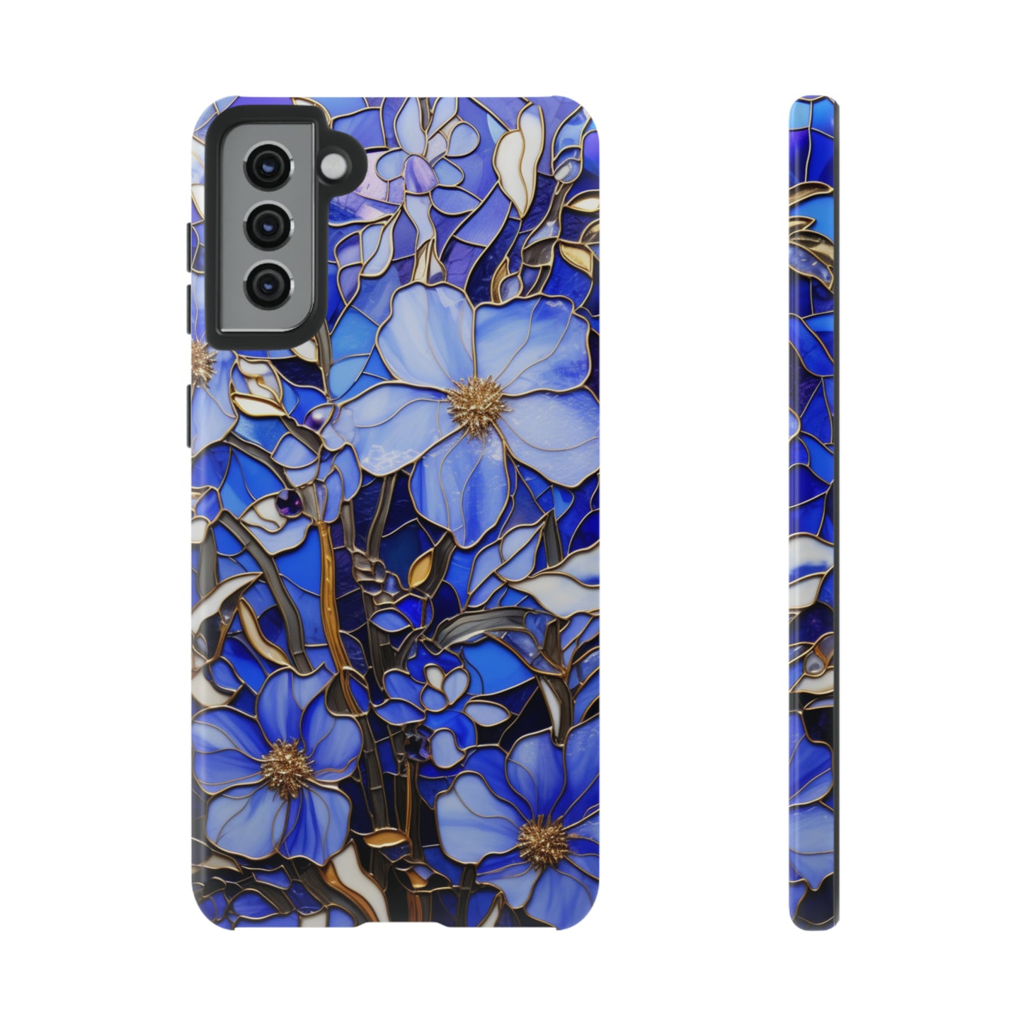 Periwinkle Stained Glass with Gold Inlay Phone Case for iPhone 15, 14, Pro Max, 13, 12 & Samsung Galaxy S23, S22, S21, Google Pixel