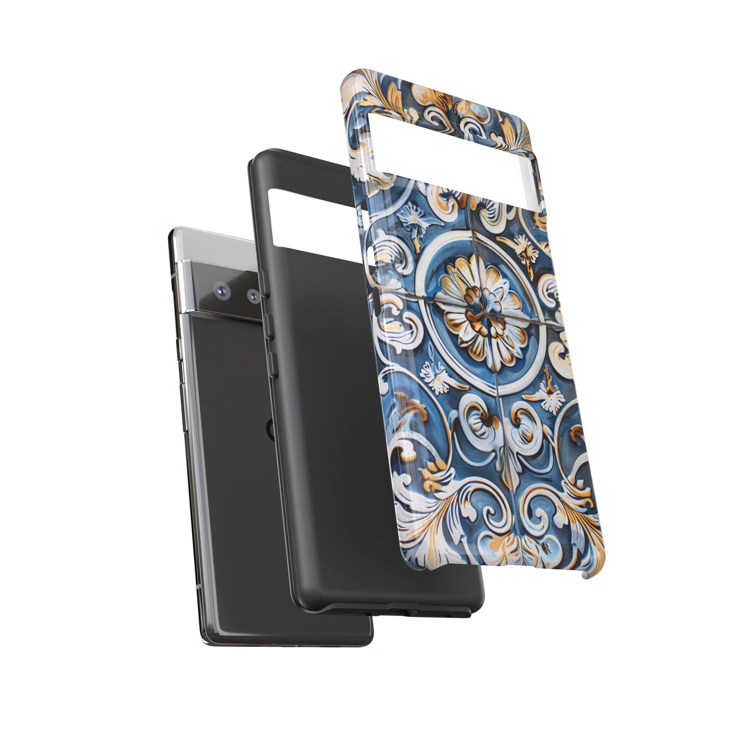 Azulejo Porcelain Blue & Creamy White Tile Mediterranean Design Phone Case