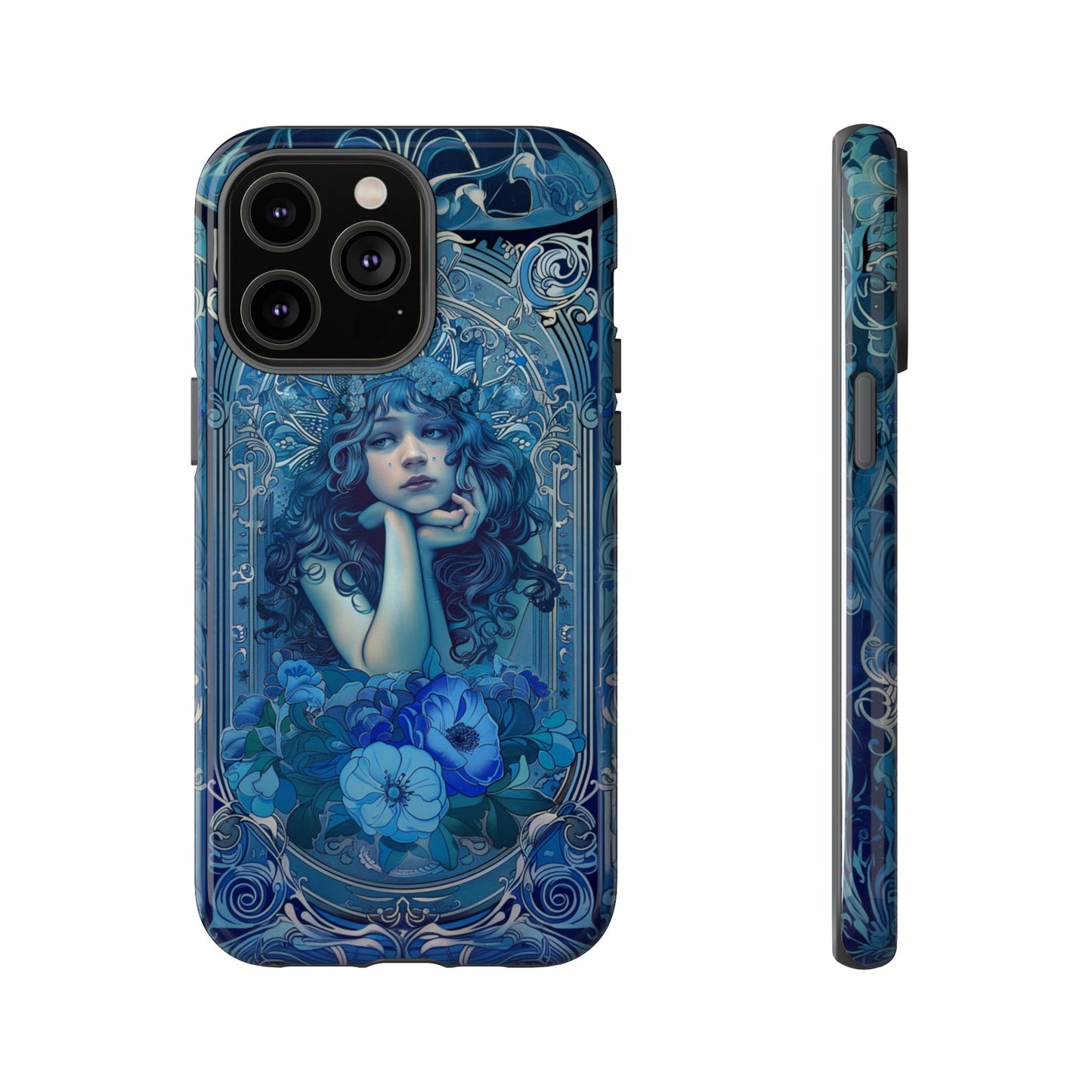 Blue Floral Art Nouveau Style Phone Case