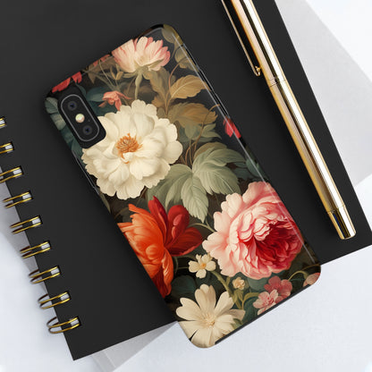 Vintage Floral Aesthetic Phone Tough Case | Antique Elegance for iPhone 11, 12, 13, 14