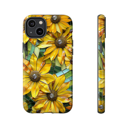 Yellow and Gold Daisy Mosaic Stained Glass Phone Case for iPhone 15, 14, Pro Max, 13, 12 & Samsung Galaxy S23, S22, S21, Google Pixel