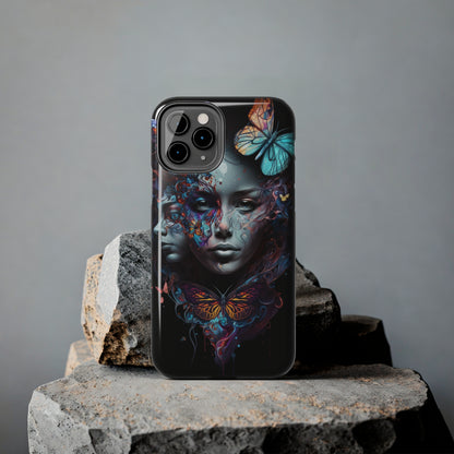 Synthwave Butterfly Girl Trippy Fantasy Art iPhone Case | Embrace the Futuristic Vibe with Whimsical Artistry