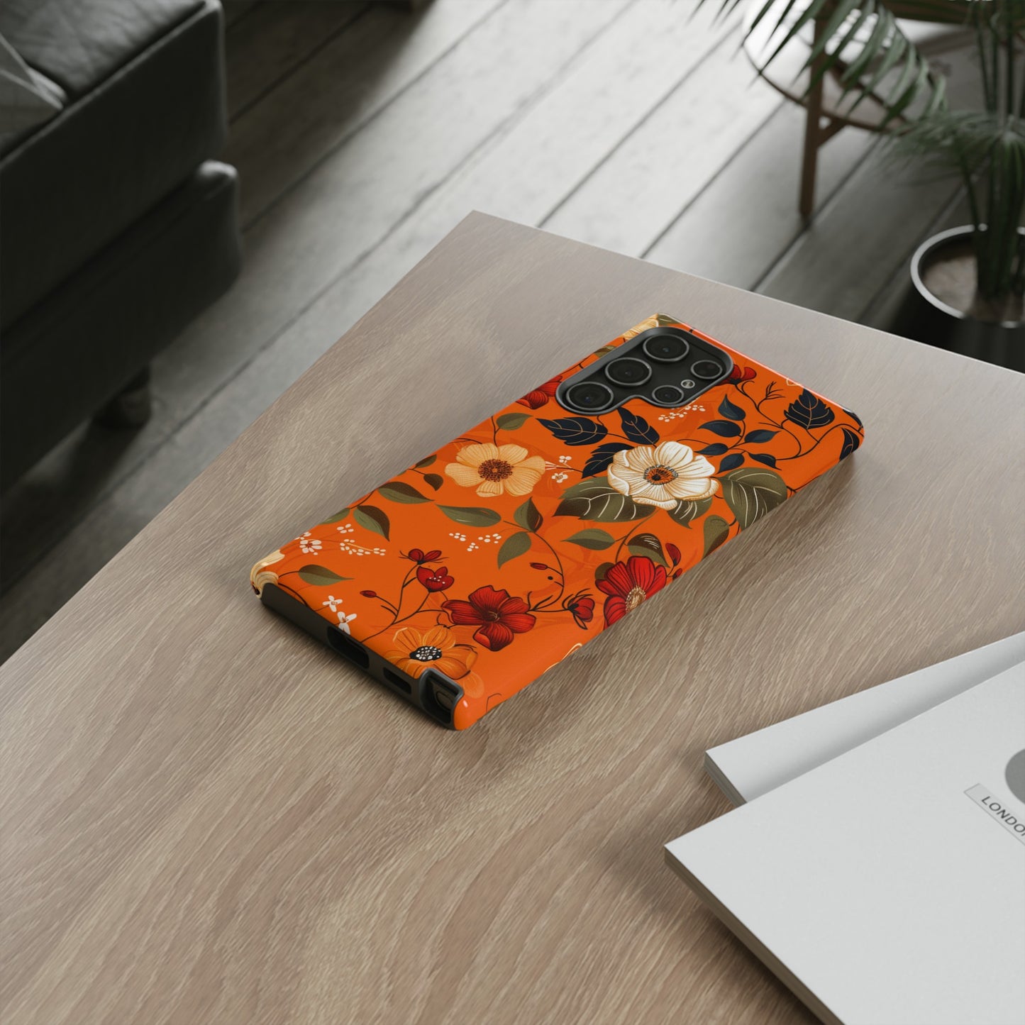 Orange Floral Phone Tough Case