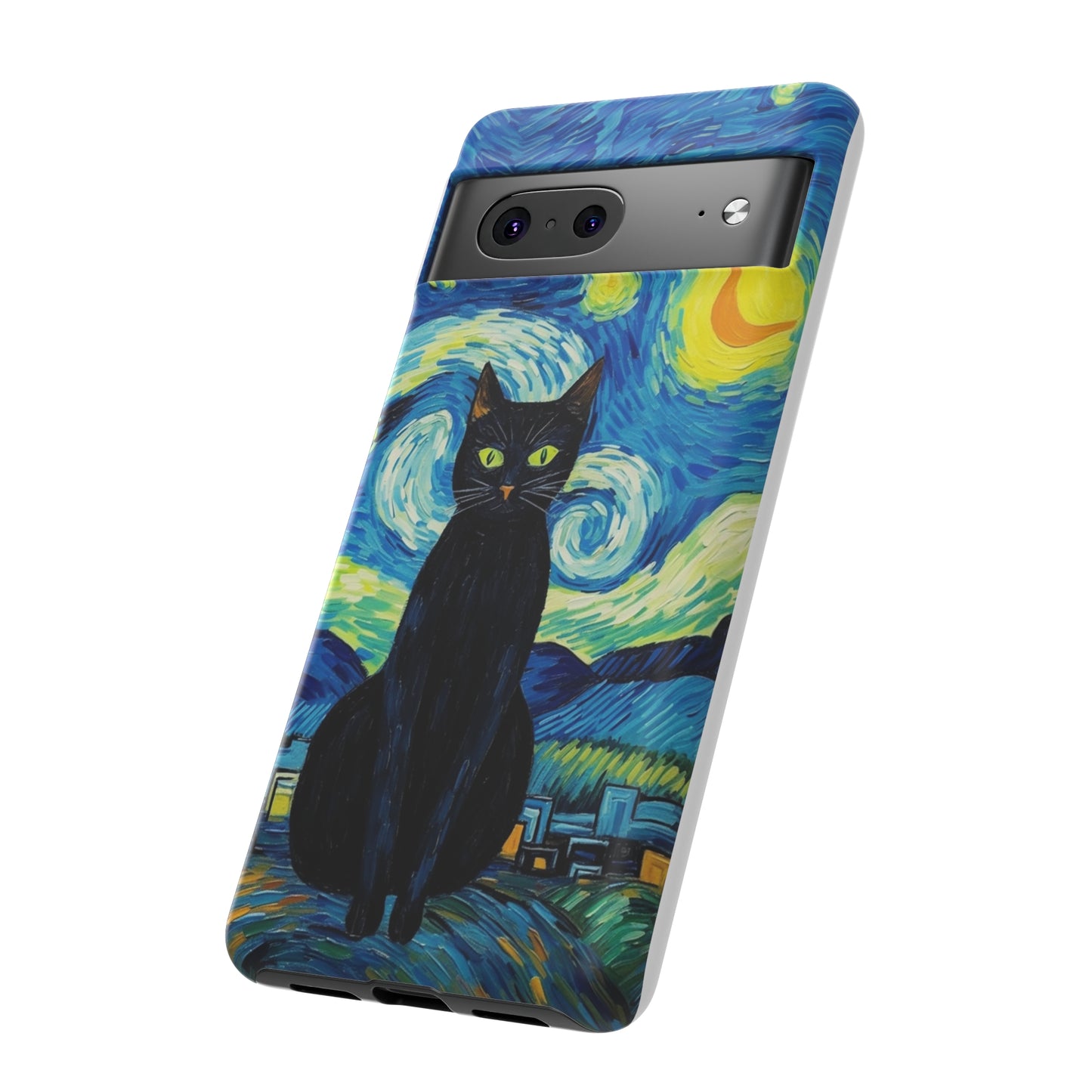 Starry Night Van Gogh Black Cat iPhone, Samsung Galaxy, Google Pixel  Case | Embrace Artistic Whimsy and Feline Charm