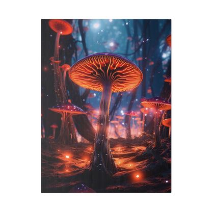 Enchanting Magic Mushroom Psychedelic Forest Bioluminescence - Matte Canvas, Stretched