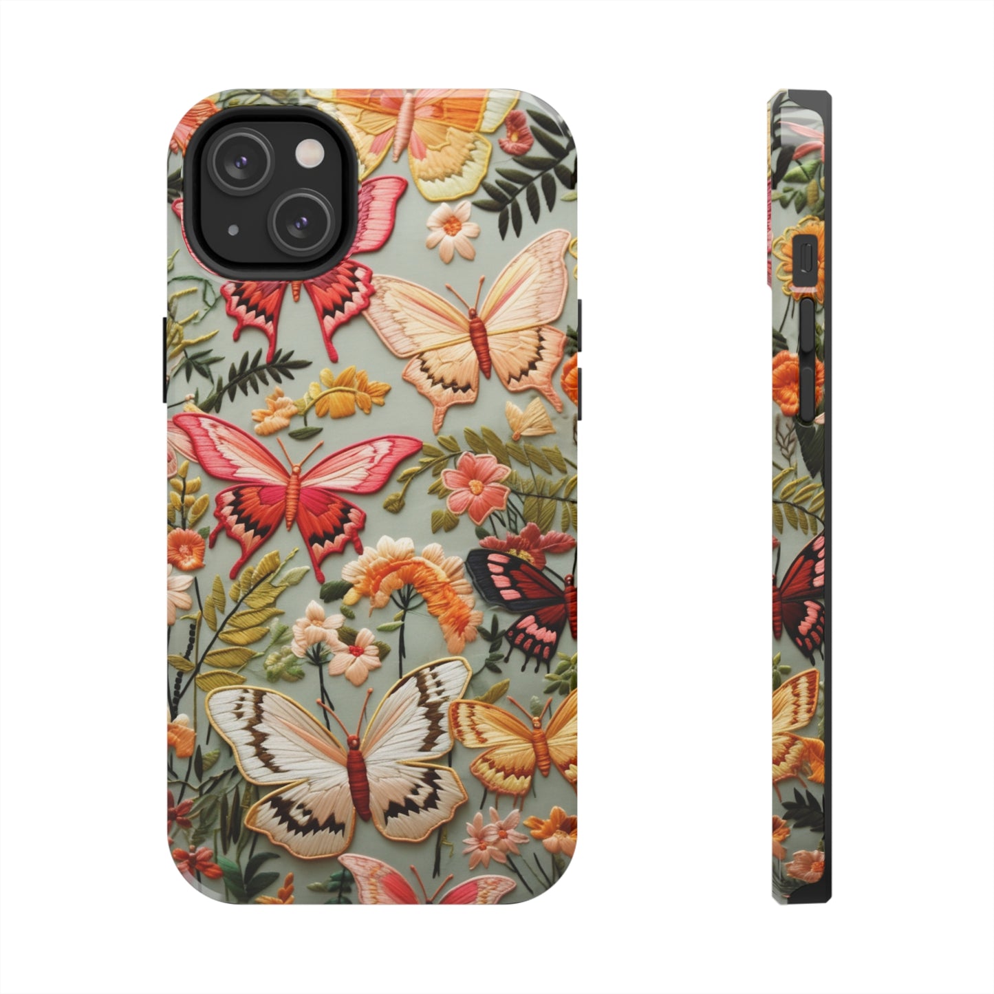 Embroidery Butterflies iPhone Case | Whimsical Elegance and Nature's Beauty in Handcrafted Detail