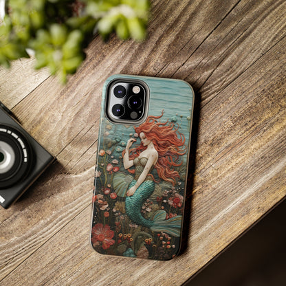 Siren's Song: Mermaid Elegance Apple Phone Case | Embroidery-Inspired iPhone Case