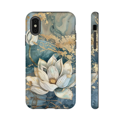 Zen Stained Glass Marble Lotus Floral Design Phone Case