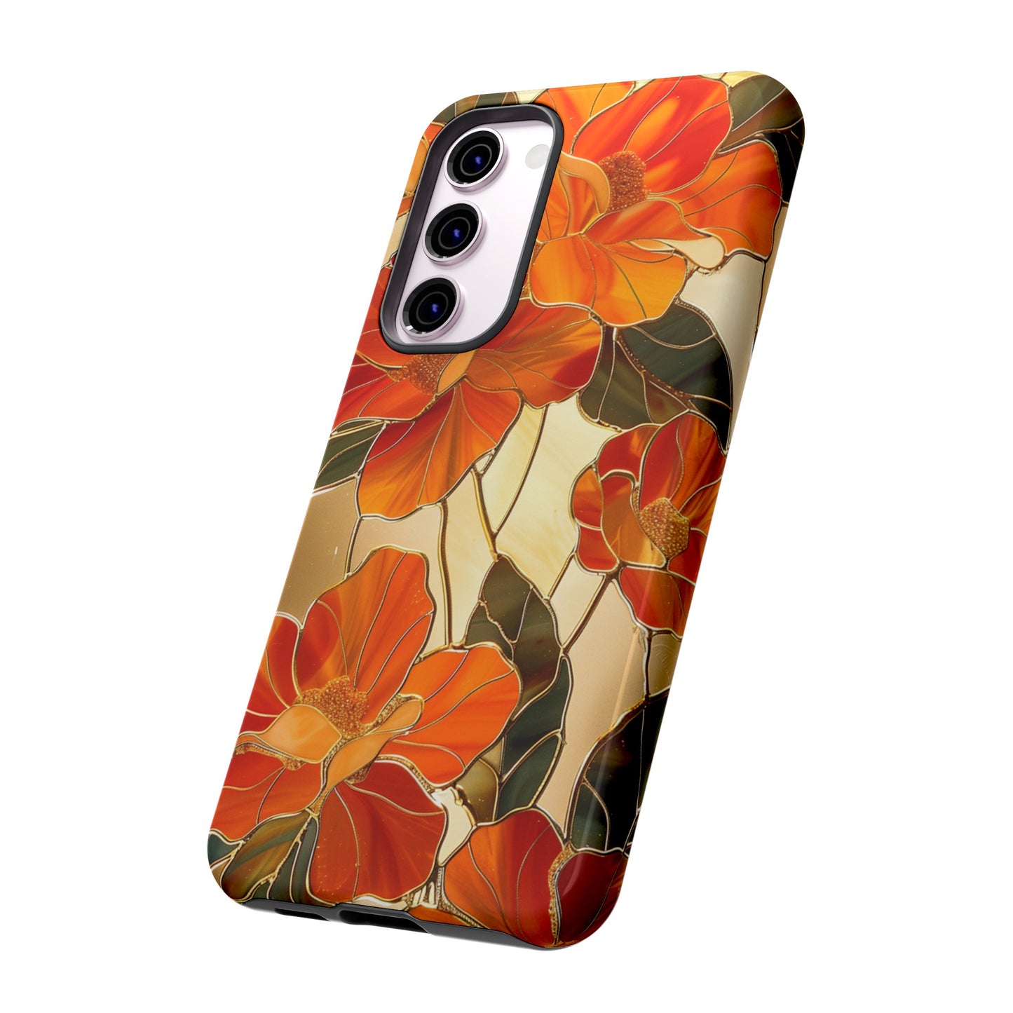 Orange Floral Phone Case Stained Glass Flower Aesthetic