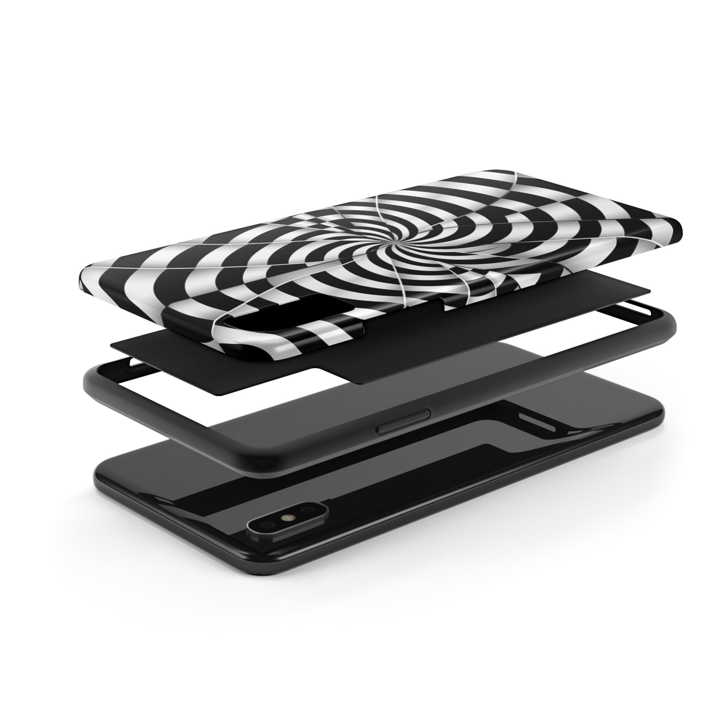 Trippy Black and White Optical Illusion Tough iPhone Case | Psychedelic Phone Cover