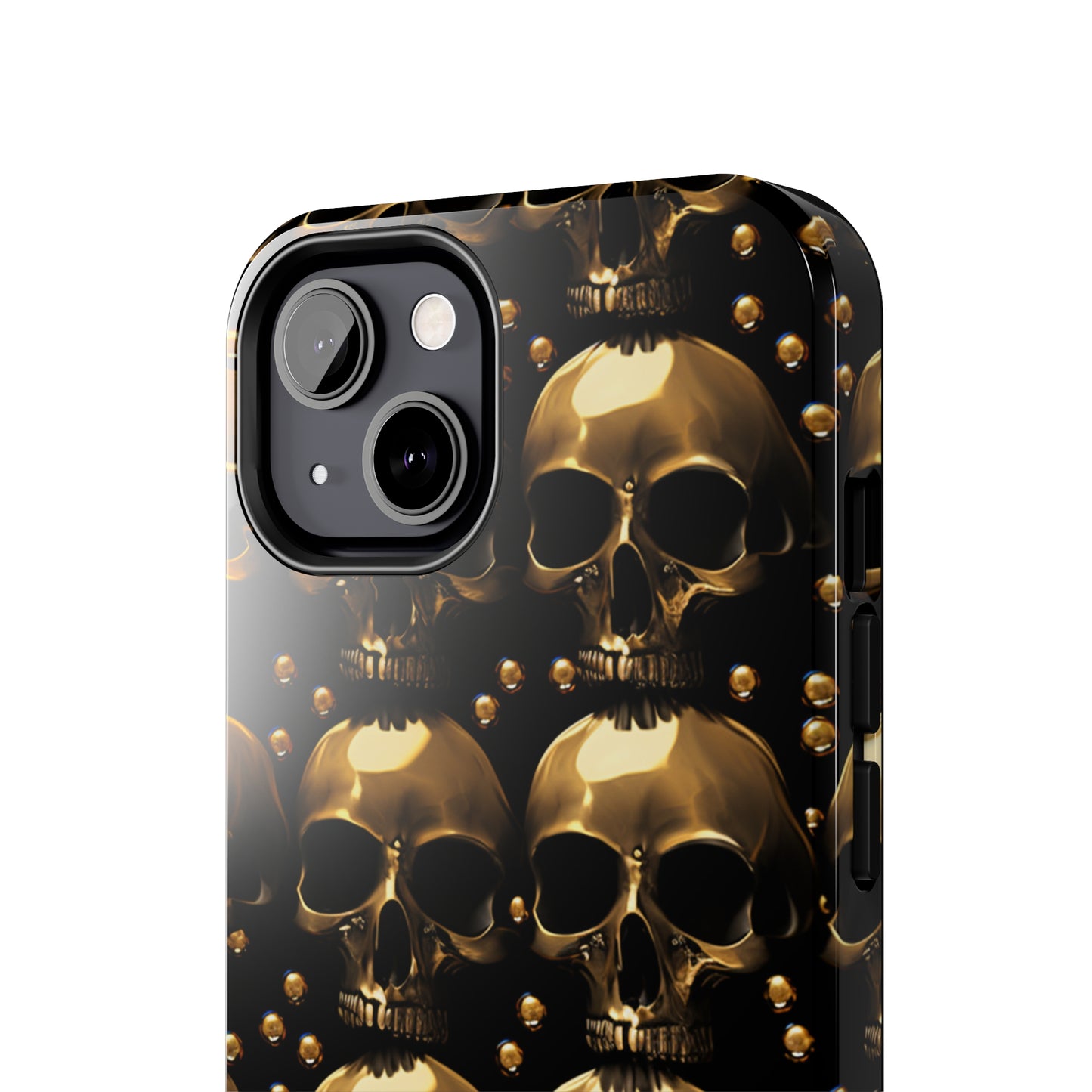 iPhone Case Golden Enigma: Where Goth Meets Glamour | Gold Skulls iPhone Tough Case