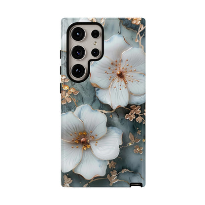 White Flower on Marble Stone  Phone Case