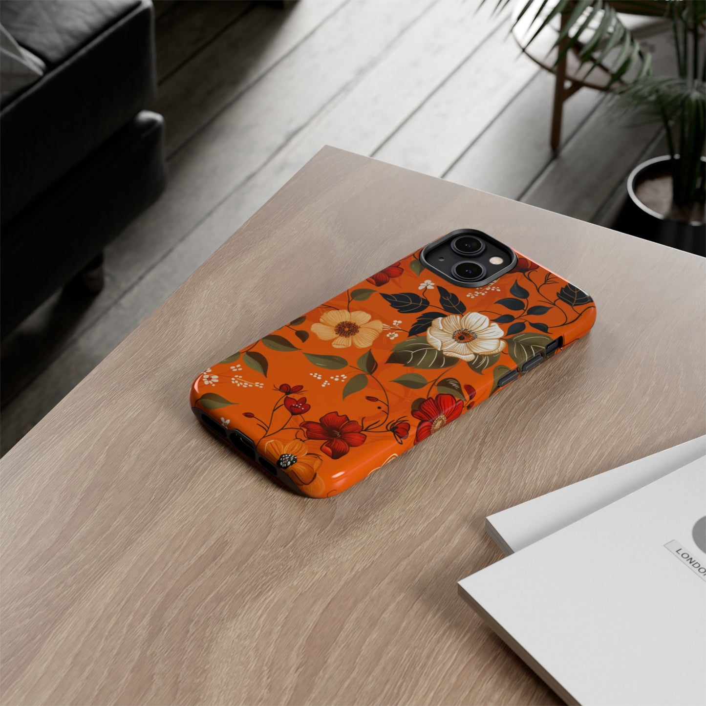 Orange Floral Phone Tough Case