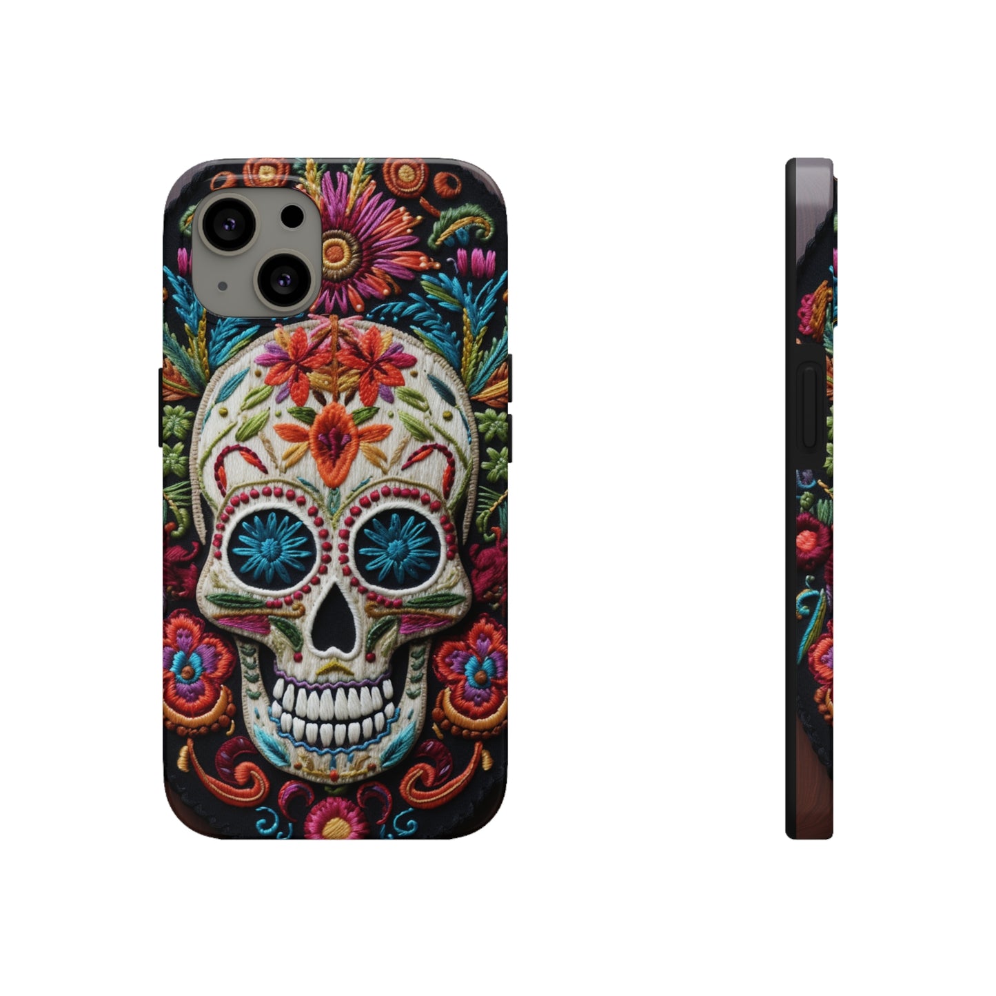 Embroidery Style Skulls Goth Dark Academia Tough Case iPhone Case