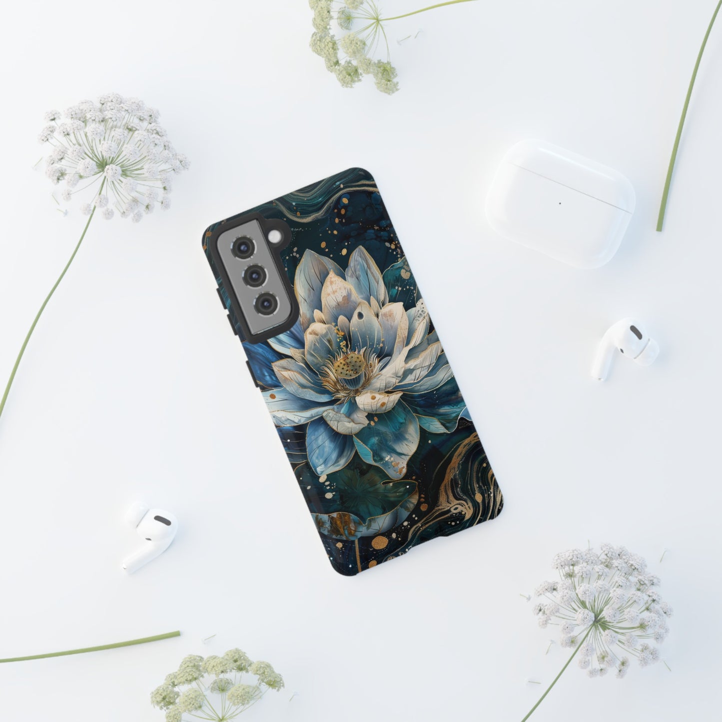 Zen Stained Glass Lotus Floral Design Phone Case