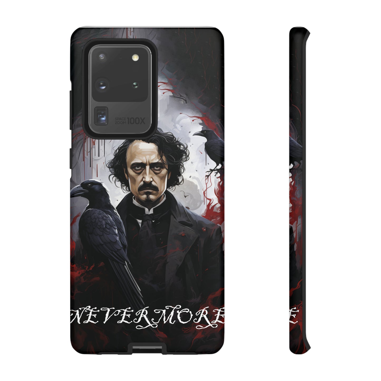 Nevermore Edgar Allen Poe, gothic Raven, Retro Samsung Galaxy Phone iPhone 15, 14 Plus 13 12 7 8 Se Horror Dark Academia Style goth Vibe