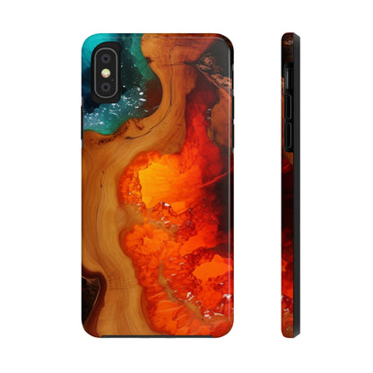 Faux Wood and Colorful Epoxy iPhone Case