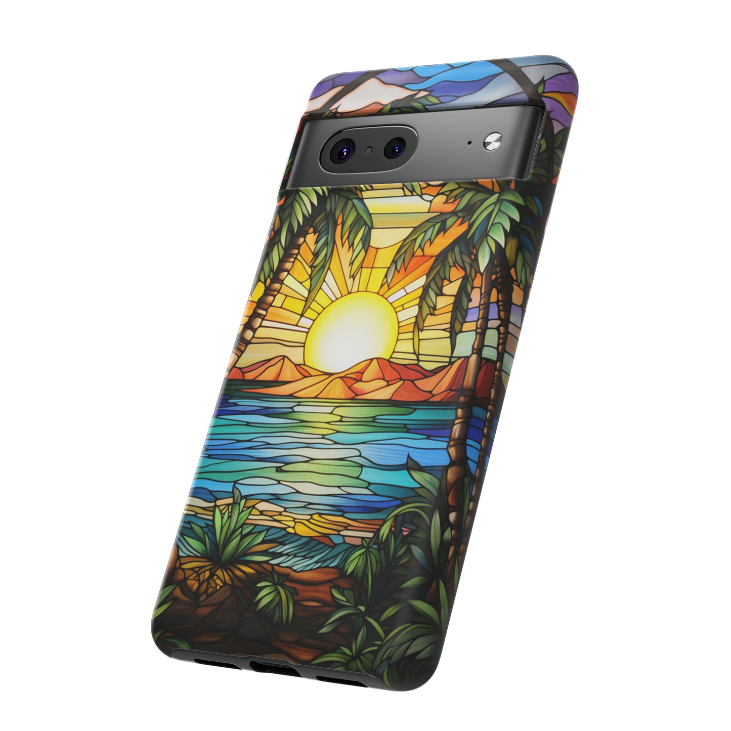 Tropical Stained Glass Sunset Beach