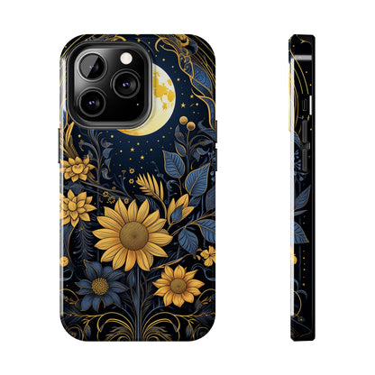 Starry Night Boho Meets Cottagecore: Floral Sun, Moon & Stars iPhone Case