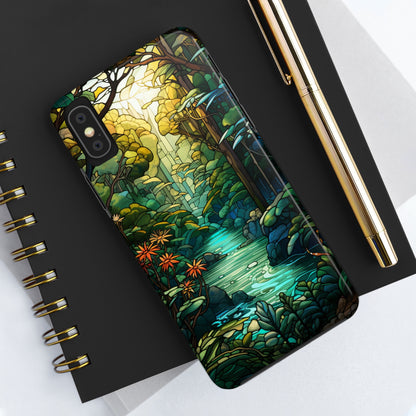 Stained Glass Phone Case Floral Aesthetic Art Nouveau Retro Samsung Galaxy Phone Tough Case iPhone 14 Plus 13 12 7 8 Se Hippie Boho